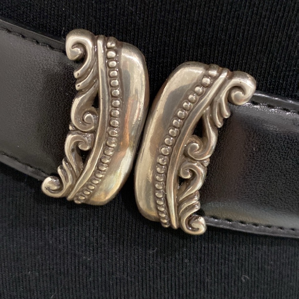 Reversible Western Belt, Smooth Black Side & Brown Croc Stamped Side |Size M/L - Picture 4 of 10